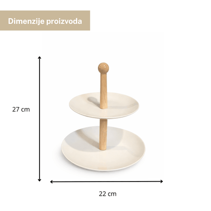 Keramički stalak za kolače 2 nivoa 27 × 22 cm (etažer) - za kolače i poslastice