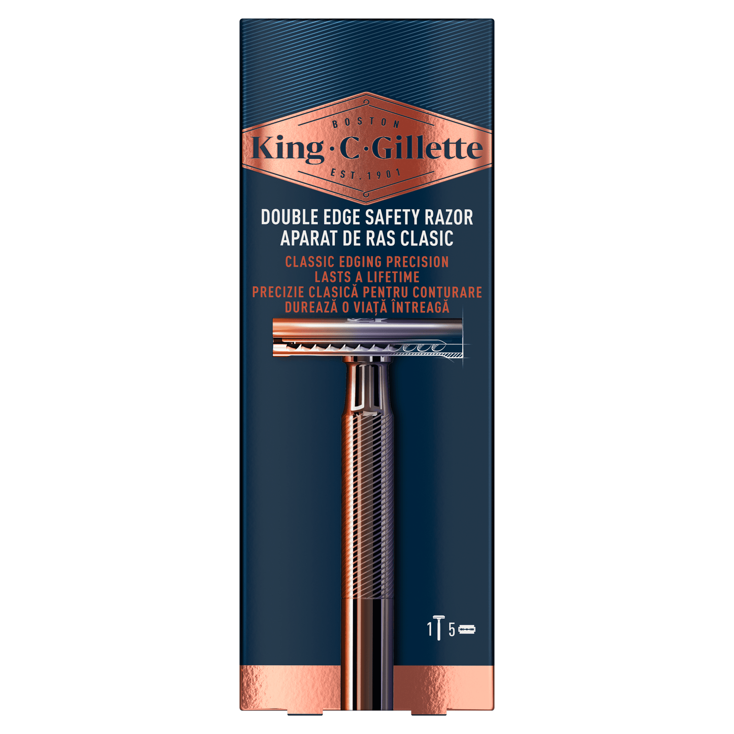 King C. Gillette Double Edge Safety Razor – klasični aparat za brijanje + 5 oštrica