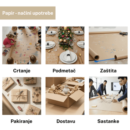 Kraft Papir za pakovanje poklona, prirodna smeđa boja