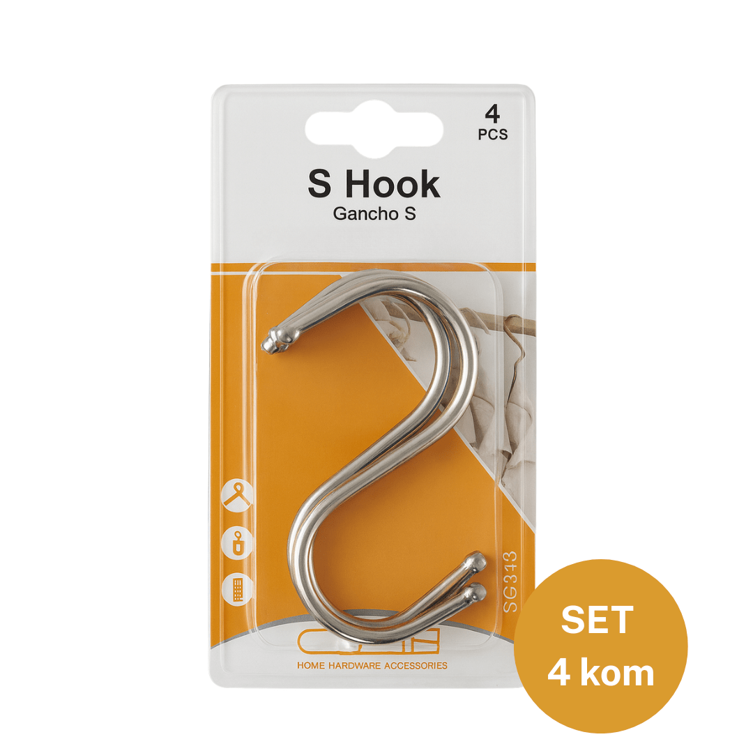 Kuke u obliku slova S 80 x 32 mm (4 kom) – metalne kuke za vješanje