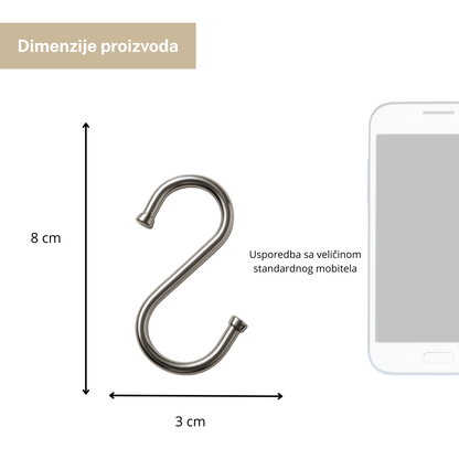 Kuke u obliku slova S 80 x 32 mm (4 kom) – metalne kuke za vješanje