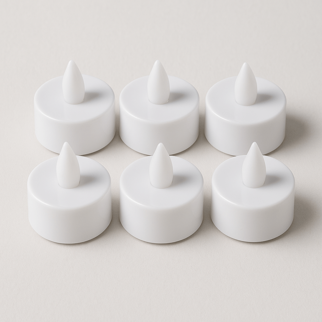 LED čajne svijeće na baterije 6/1 – mini dekorativne svijeće 3,7 × 4,5 cm