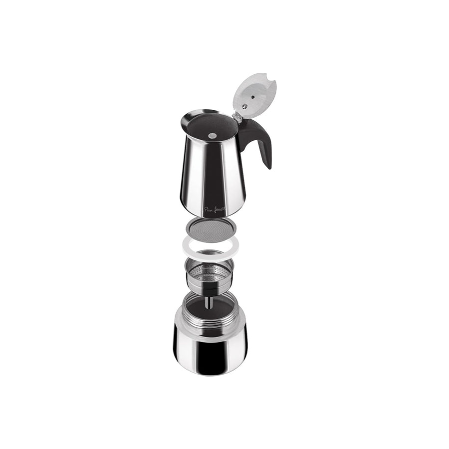 Omega Lamart LT7075 moka kuhalo za kafu, staklena posuda i metalne ručke, za pripremu espressa i kave kod kuće.