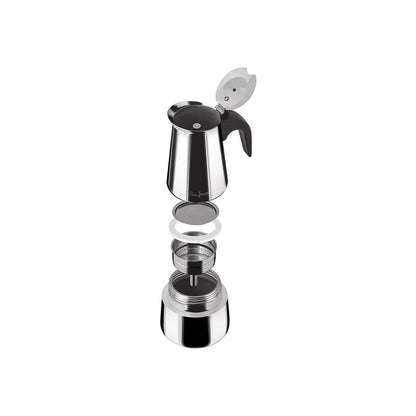 Omega Lamart LT7075 moka kuhalo za kafu, staklena posuda i metalne ručke, za pripremu espressa i kave kod kuće.