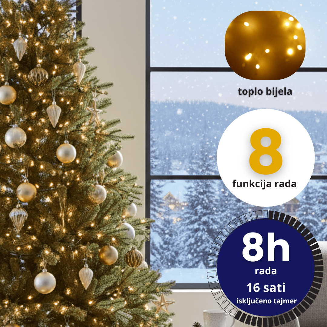 Lumineo Compact Twinkle – 500 LED toplo bijele, 11 m, zelena žica
