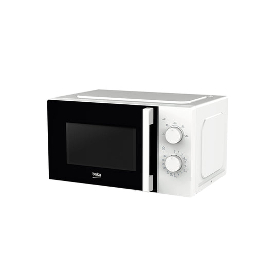 Beko MOC20100W2 mikrovalna pećnica bijele boje s digitalnim upravljanjem i staklenim rotirajućim tanjurišem.