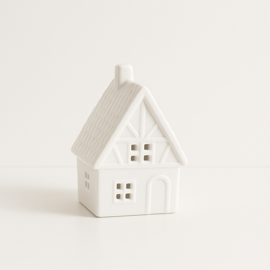 Mala keramička kućica s LED svjetlom – topla božićna dekoracija