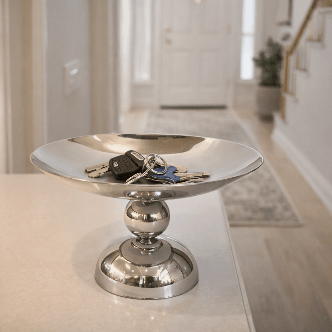 Manja dekorativna zdjela srebrna metal 19×11 cm - za posluživanje