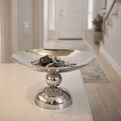 Manja dekorativna zdjela srebrna metal 19×11 cm - za posluživanje