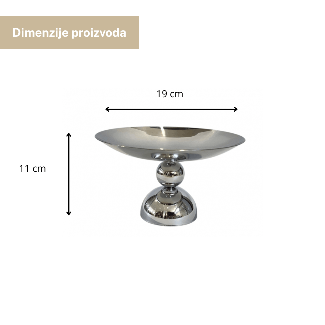 Manja dekorativna zdjela srebrna metal 19×11 cm - za posluživanje