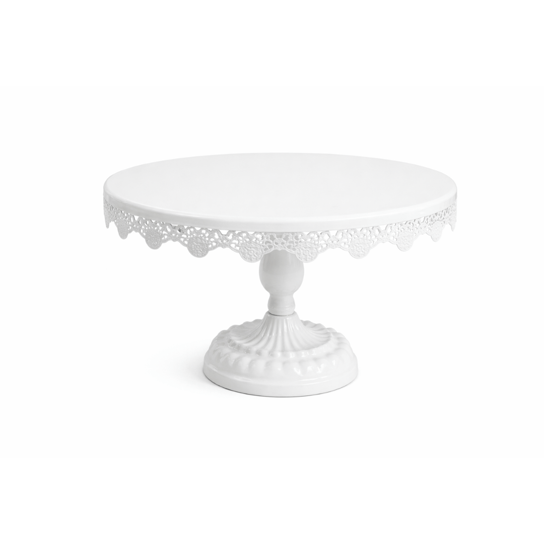 Stalak za tortu i kolače 24 cm – bijeli, metalni