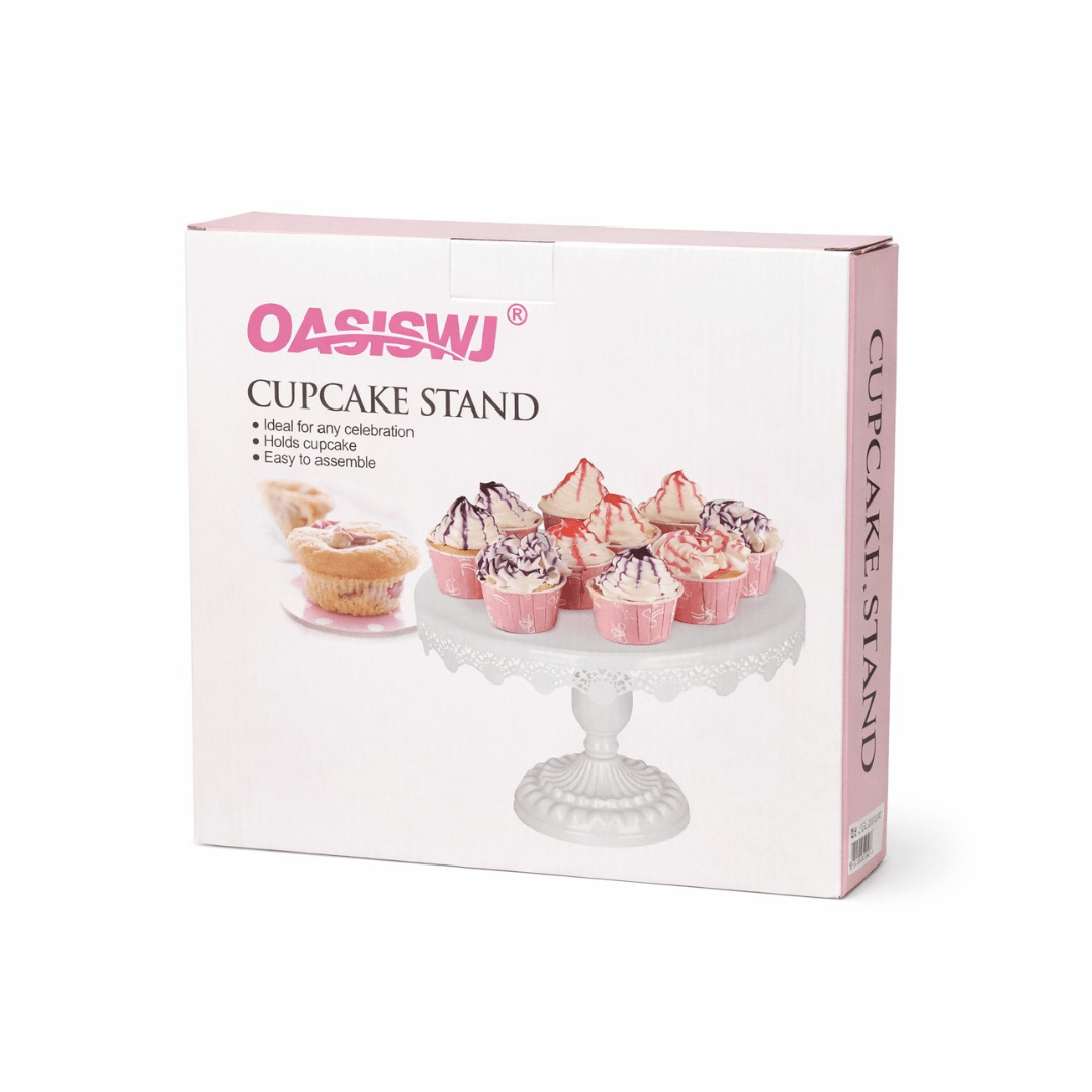 Stalak za tortu i kolače 24 cm – bijeli, metalni