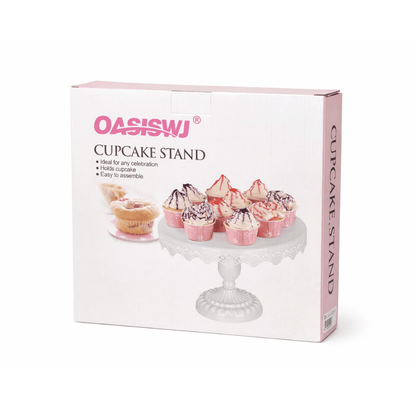 Stalak za tortu i kolače 24 cm – bijeli, metalni