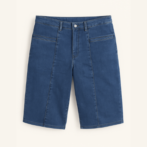 Unisex jeans bermude s elastičnim pojasom