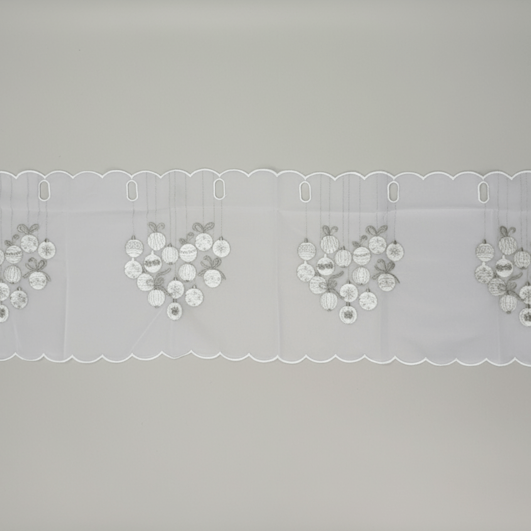 Novogodišnja ukrasna zavjesa za prozor 30 x 120 cm, prozirni poliester, motiv kuglice