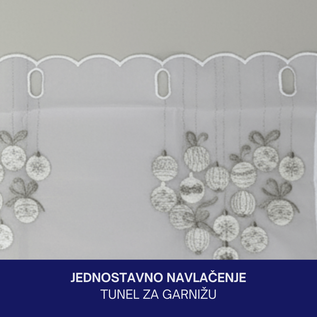 Novogodišnja ukrasna zavjesa za prozor 30 x 120 cm, prozirni poliester, motiv kuglice