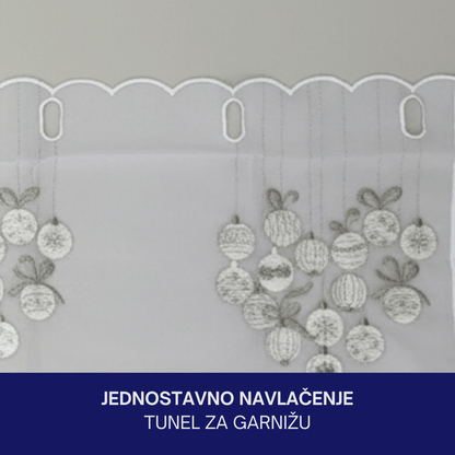 Novogodišnja ukrasna zavjesa za prozor 30 x 120 cm, prozirni poliester, motiv kuglice