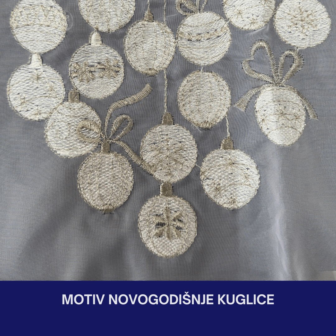 Novogodišnja ukrasna zavjesa za prozor 30 x 120 cm, prozirni poliester, motiv kuglice