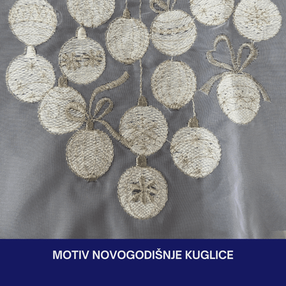 Novogodišnja ukrasna zavjesa za prozor 30 x 120 cm, prozirni poliester, motiv kuglice