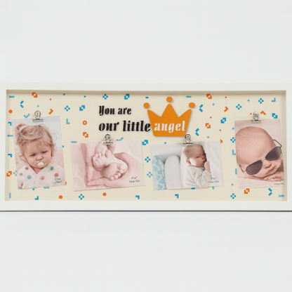 Okvir za 4 fotografije za bebe – bijeli zidni okvir „You are our little angel“
