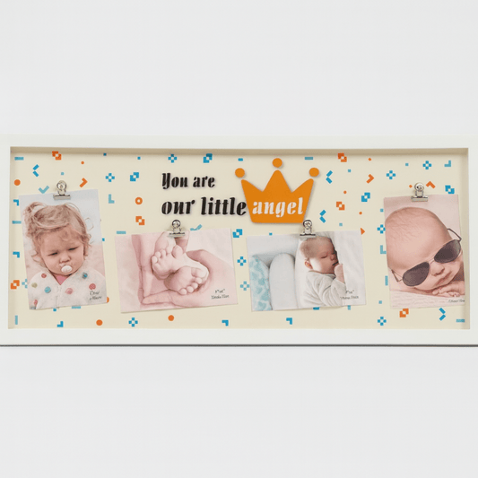 Okvir za 4 fotografije za bebe – bijeli zidni okvir „You are our little angel“