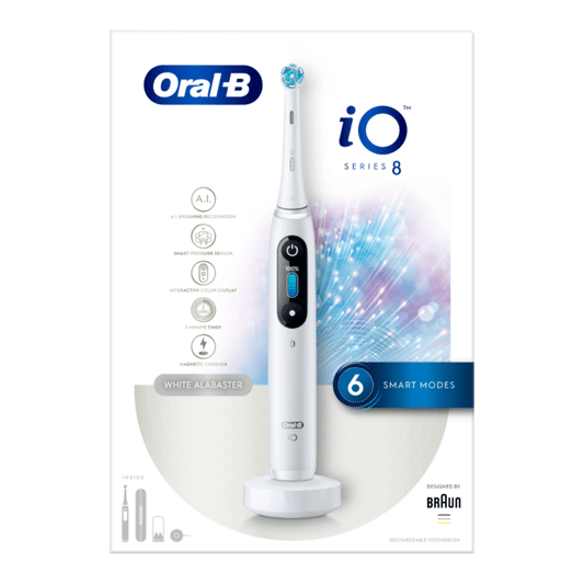 Oral B električna četkica za zube iO Series 8 White Alabaster - bijela boja – savršenstvo u njezi Premium električna četkica s 6 pametnih načina rada