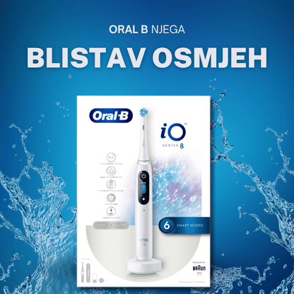 Oral B električna četkica za zube iO Series 8 White Alabaster - bijela boja – savršenstvo u njezi Premium električna četkica s 6 pametnih načina rada