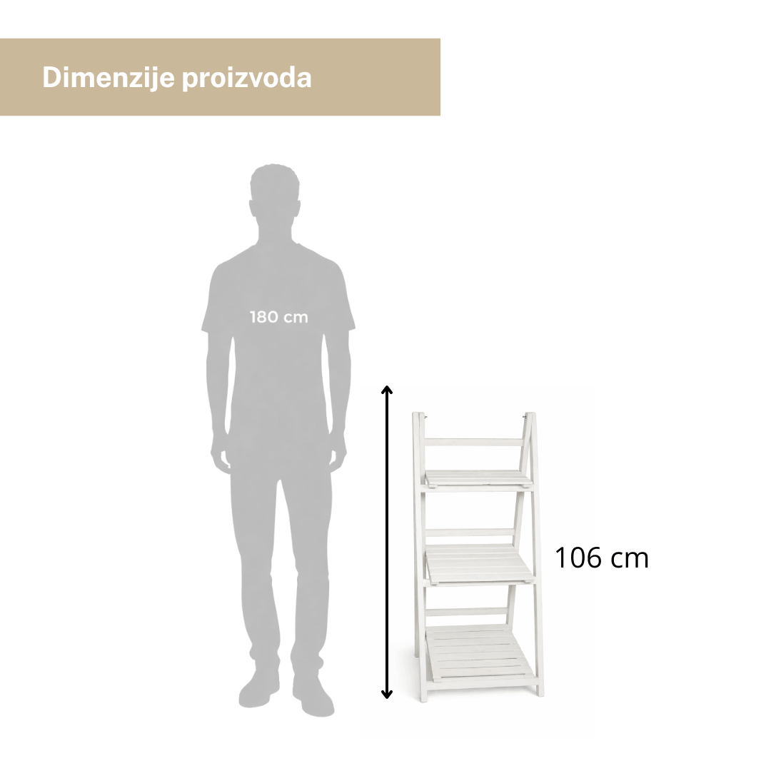 Organizacijska drvena polica 3 nivoa 106×42×37 cm