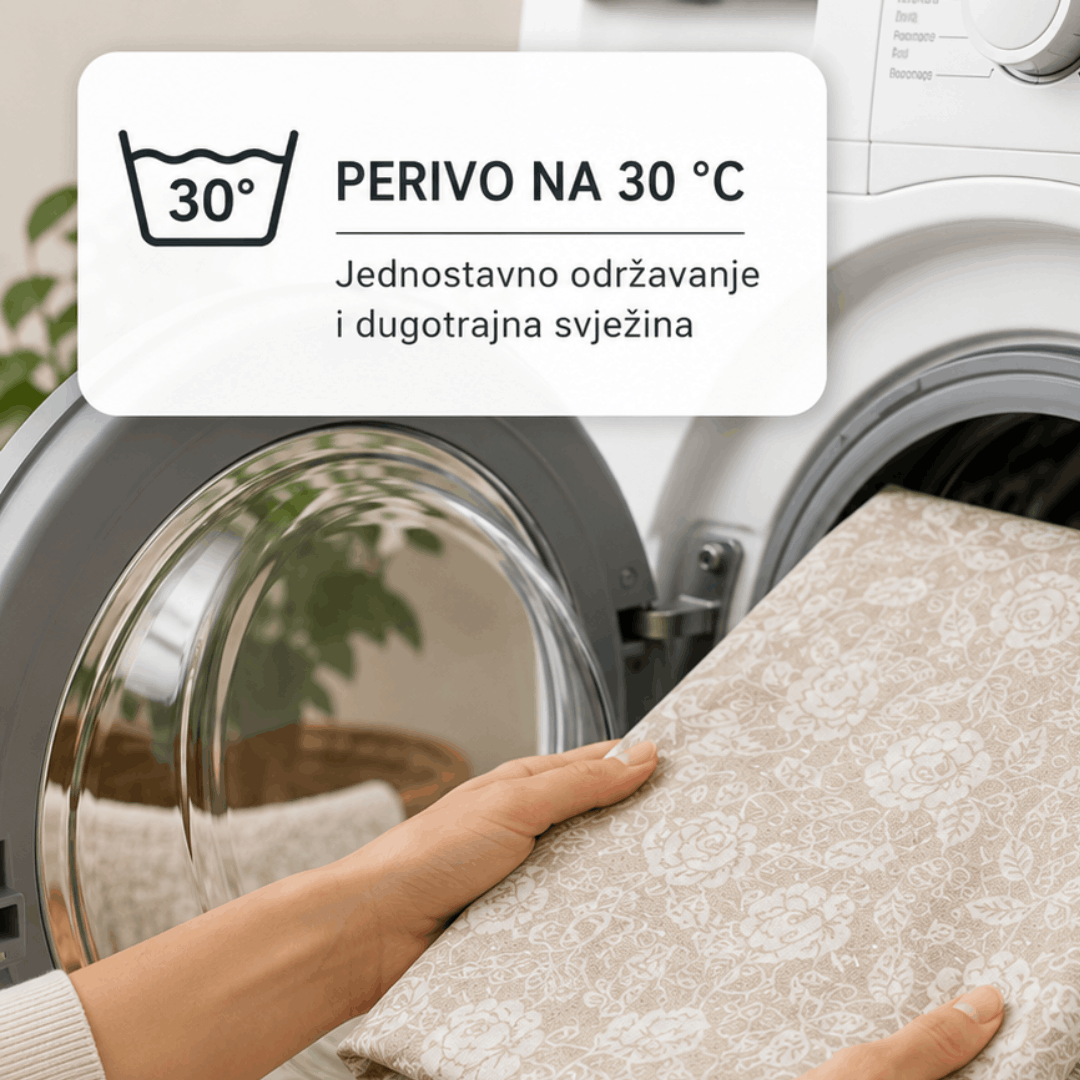 Sermat PVC stolnjak 140 cm okrugli – Cvjetni uzorak bež | Vodootporan i periv