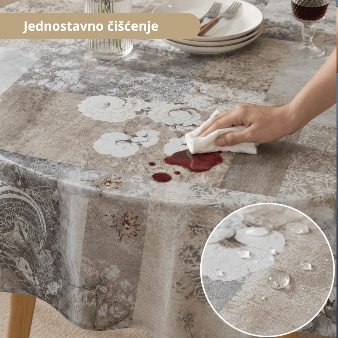Sermat PVC okrugli stolnjak 140 × 140 cm – periv na 30 °C i lako se briše
