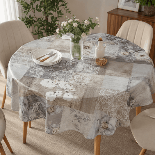Sermat PVC okrugli stolnjak 140 × 140 cm – periv na 30 °C i lako se briše
