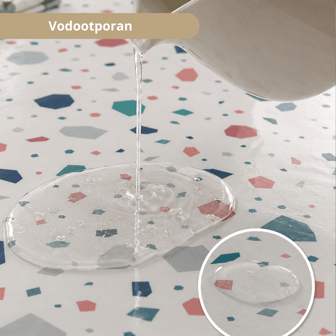 Sermat PVC stolnjak sa geometrijskim oblicima 140 × 180 cm – vodootporan i praktičan