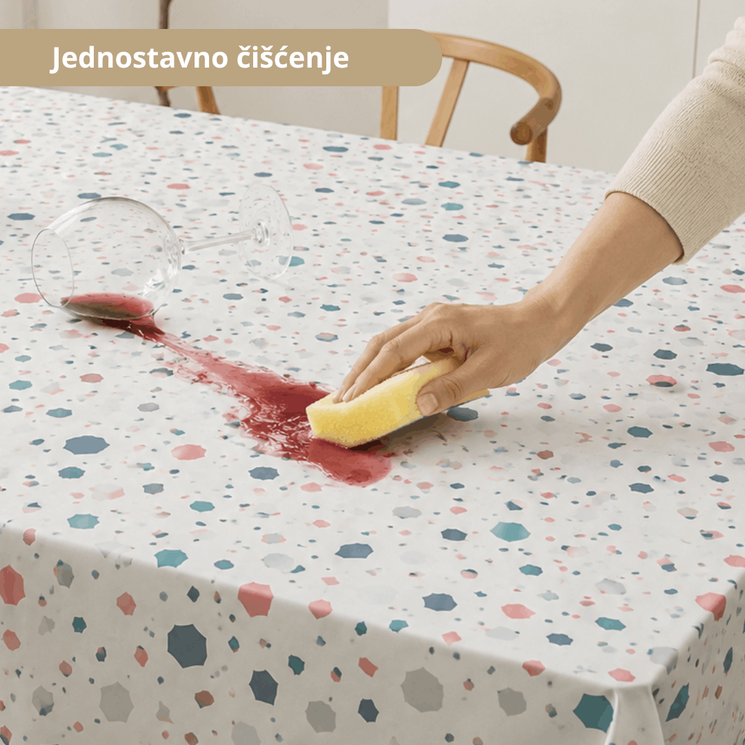 Sermat PVC stolnjak sa geometrijskim oblicima 140 × 180 cm – vodootporan i praktičan