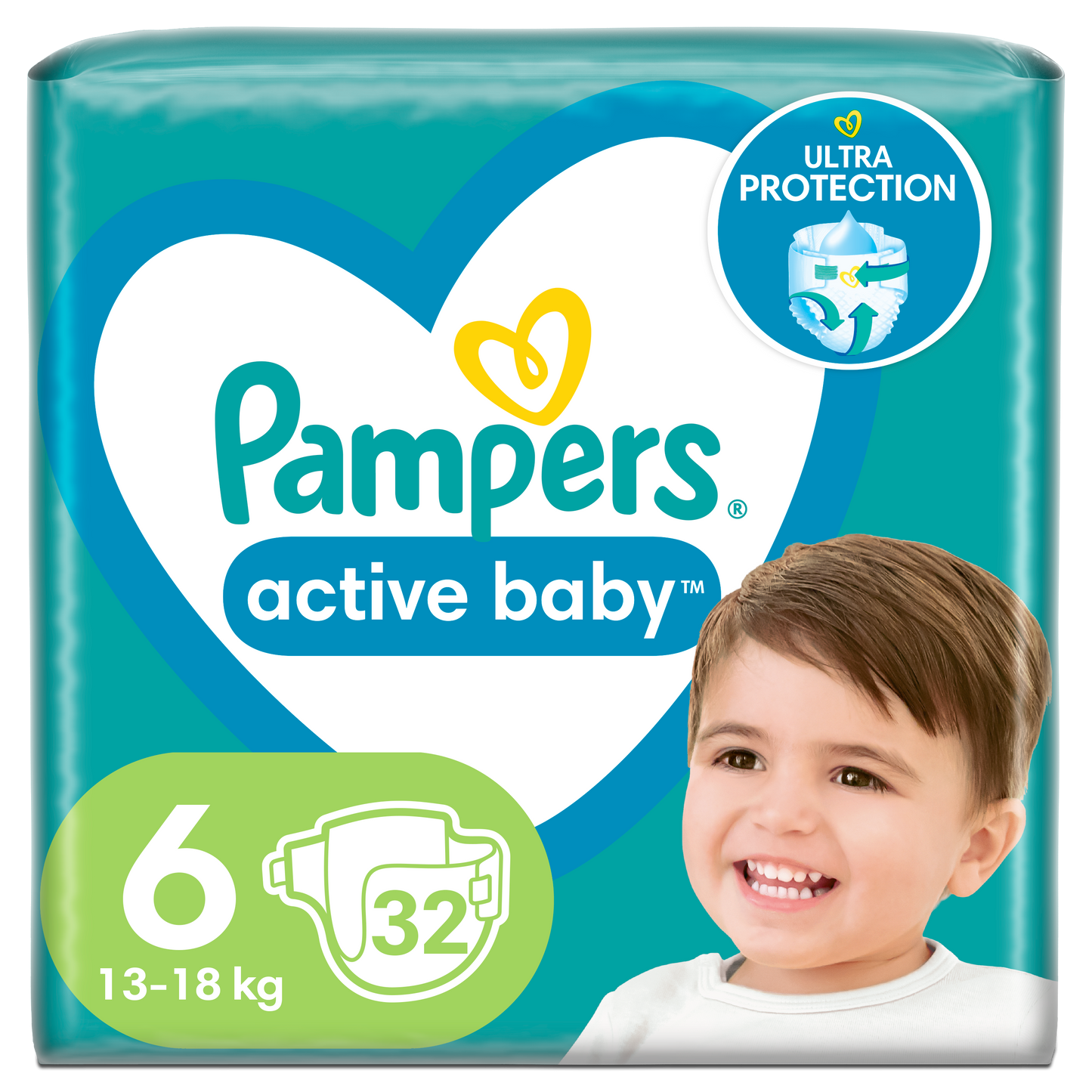 Pampers Active Baby pelene, veličina 6 (13–18 kg) – 32 kom