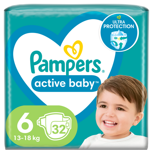 Pampers Active Baby pelene, veličina 6 (13–18 kg) – 32 kom