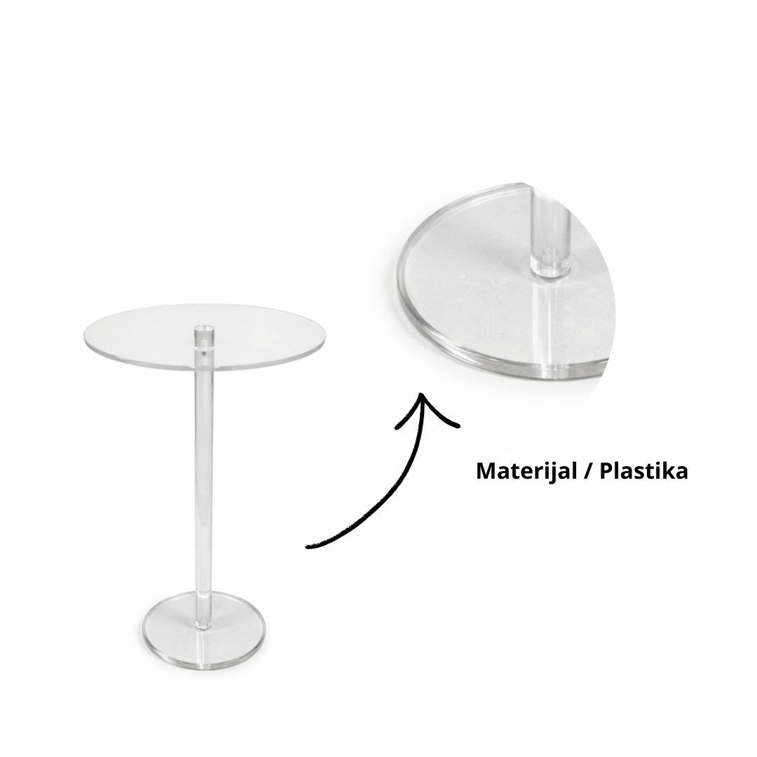 Prozirni stolić od plastike 55×35×20 cm – jednostavna montaža (3 dijela)