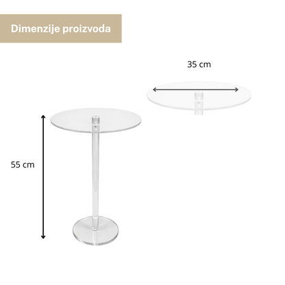 Prozirni stolić od plastike 55×35×20 cm – jednostavna montaža (3 dijela)