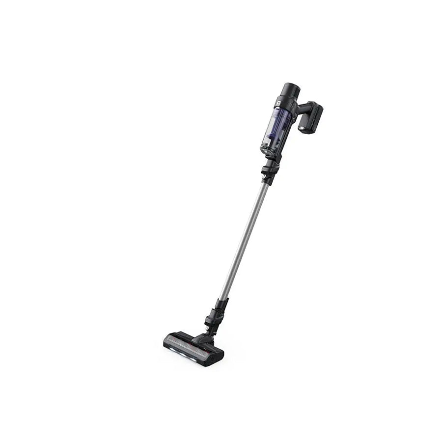 Bežični štapni usisivač Rowenta RH6A35WO Omega, prikazan na slici s priključcima i ergonomskim dizajnom