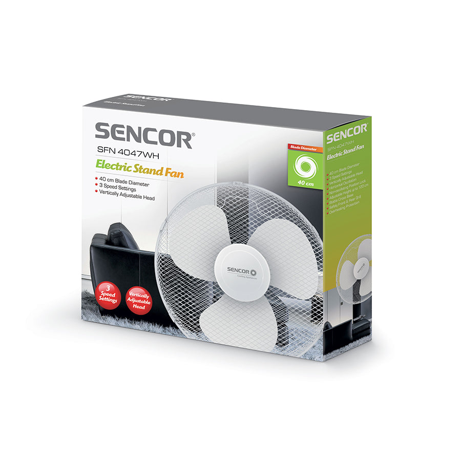 Sencor SFN 4047WH-EUE3 ventilator s postoljem – 40 cm, 3 brzine, 50 W, oscilacija 90°
