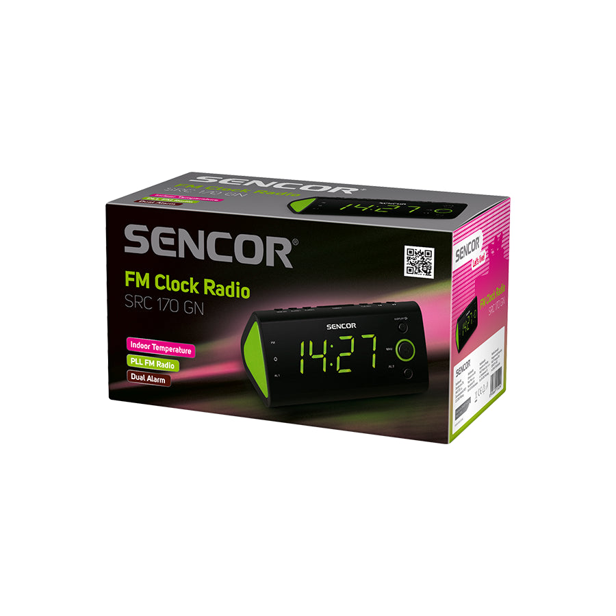 Omega Sencor SRC 170 GN radio sat s FM tunerom, dvostrukim alarmom i prikazom temperature, prikazan na slici