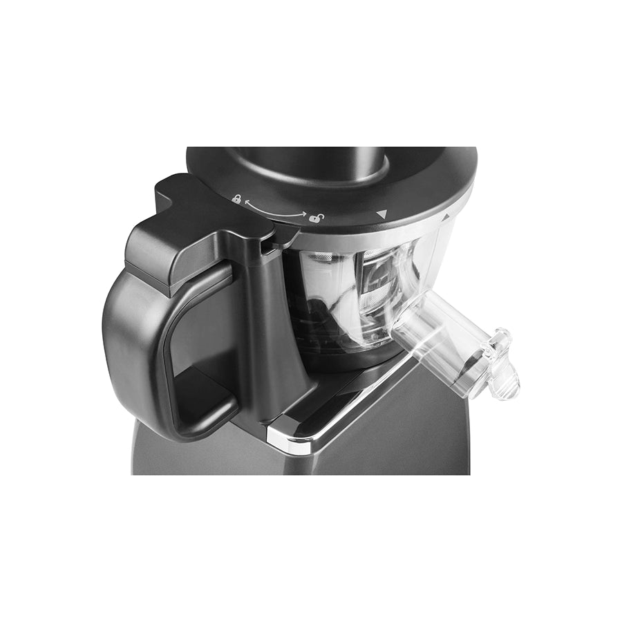 Crni Sencor SSJ 4041BK spori sokovnik s 400 W, 0,8 L kapaciteta i brzinom od 60 o/min na slici.