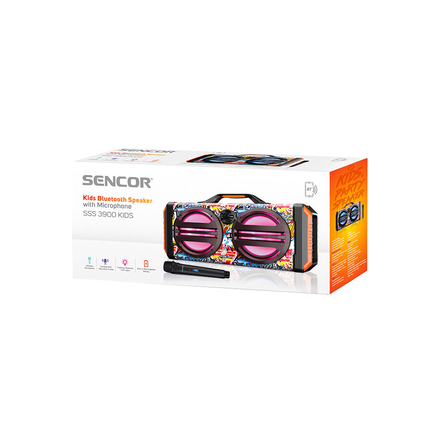 Sencor SSS 3900 Kids Bluetooth karaoke zvučnik – 100 W, bežični mikrofon, Bluetooth 5.0, do 10 h rada