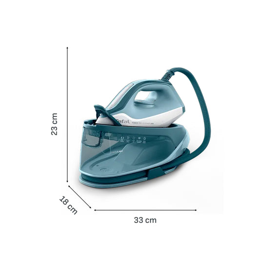 Tefal Power Pro Compact SV6212E0 parna stanica s prikazom na slici, bijela i crna, s glačalom i bazom za parno glačanje