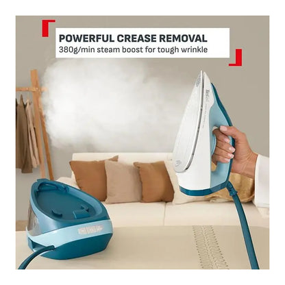 Tefal Power Pro Compact SV6212E0 parna stanica s prikazom, bijelo-siva boja, vodena posuda i kontrolni gumbi