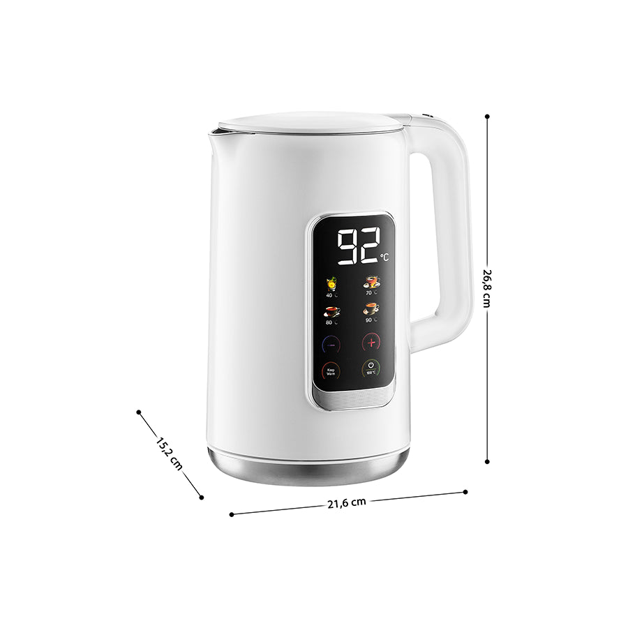 Omega Sencor SWK 0950WH kuhalo za vodu, 1,7 L, 2200 W, LED zaslon, 5 temperatura, bijele boje