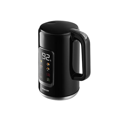 Omega Sencor SWK 0951BK električno kuhalo za vodu s crnim dizajnom i poklopcem, prikazano na slici