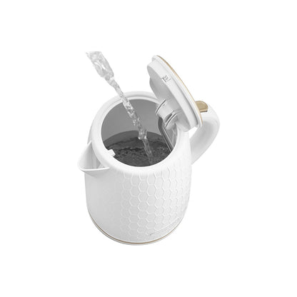 Omega Sencor SWK 7200WH kuhalo za vodu prikazano s bijelim kućištem i plastičnim ručkama za jednostavno grijanje vode.