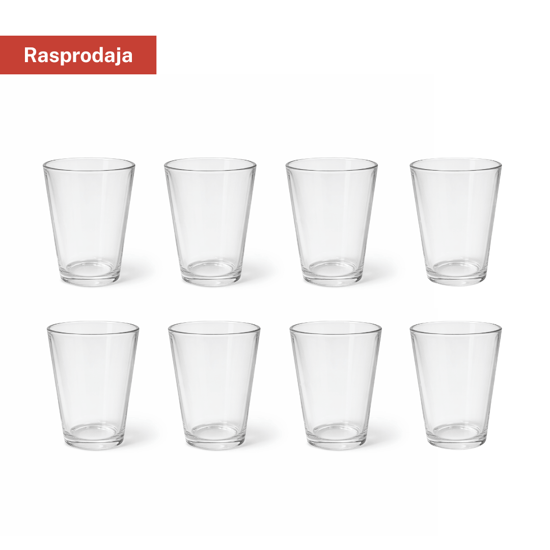 Set staklenih čaša 8/1 – prozirne, zapremina 200 ml