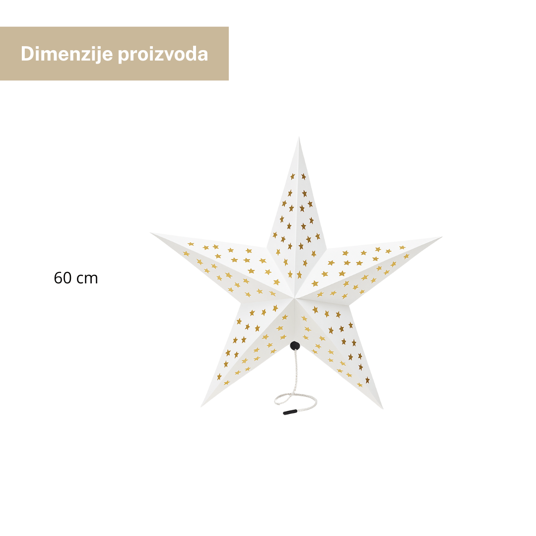 Sklopiva zvijezda – papirna dekoracija, 60 cm sa LED lampicama