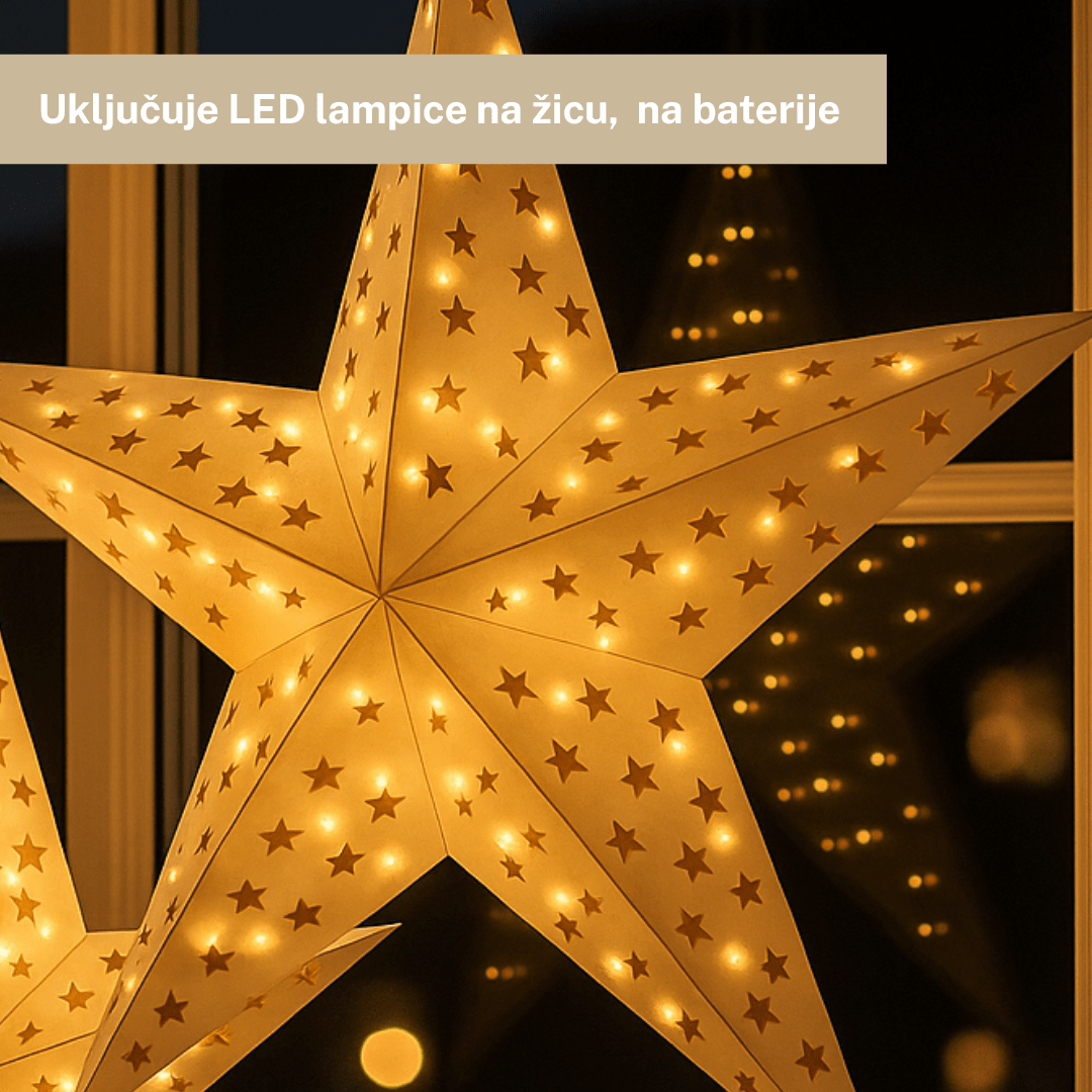 Sklopiva zvijezda – papirna dekoracija, 60 cm sa LED lampicama